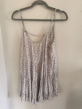 Brandy Melville Cream Slip Dress with Black Floral Print
